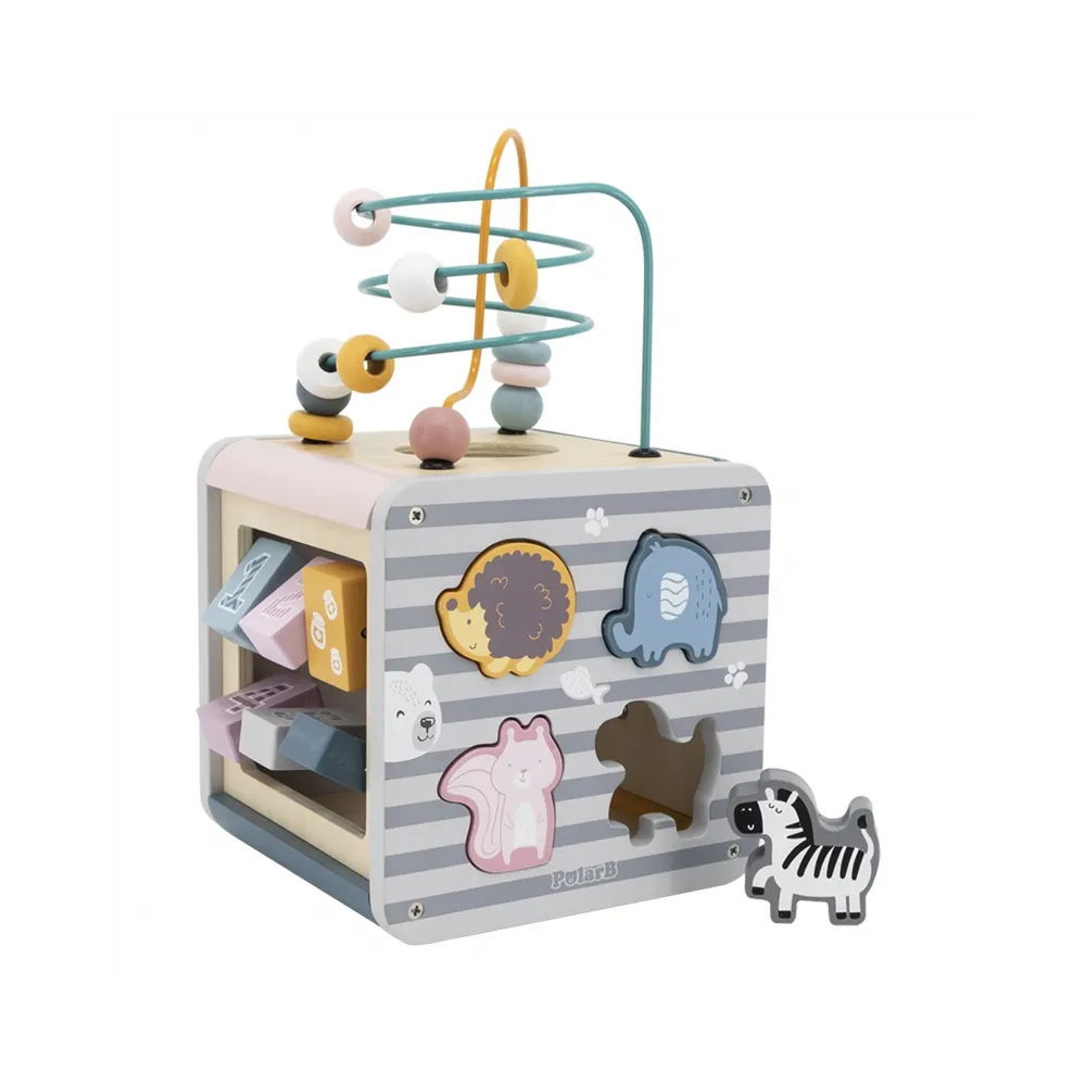 VIGA PolarB Activity Box Drewniane Edukacyjne Centrum Gier 5w1 kostka