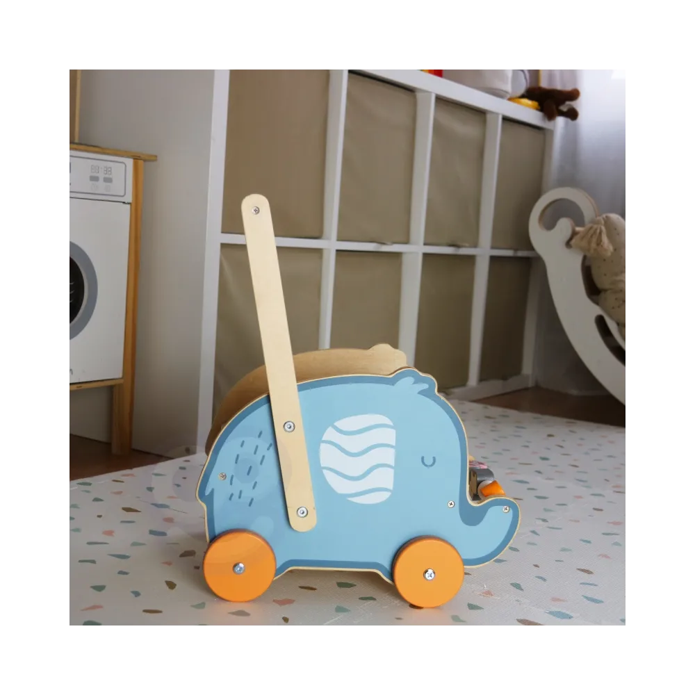 VIGA PolarB Drewniany Wózek 2w1 Chodzik Pchacz Słonik