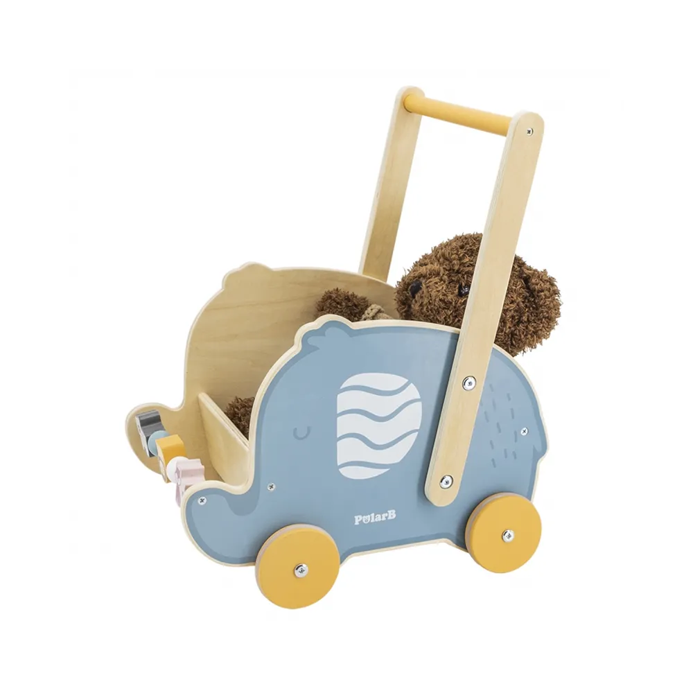 VIGA PolarB Drewniany Wózek 2w1 Chodzik Pchacz Słonik