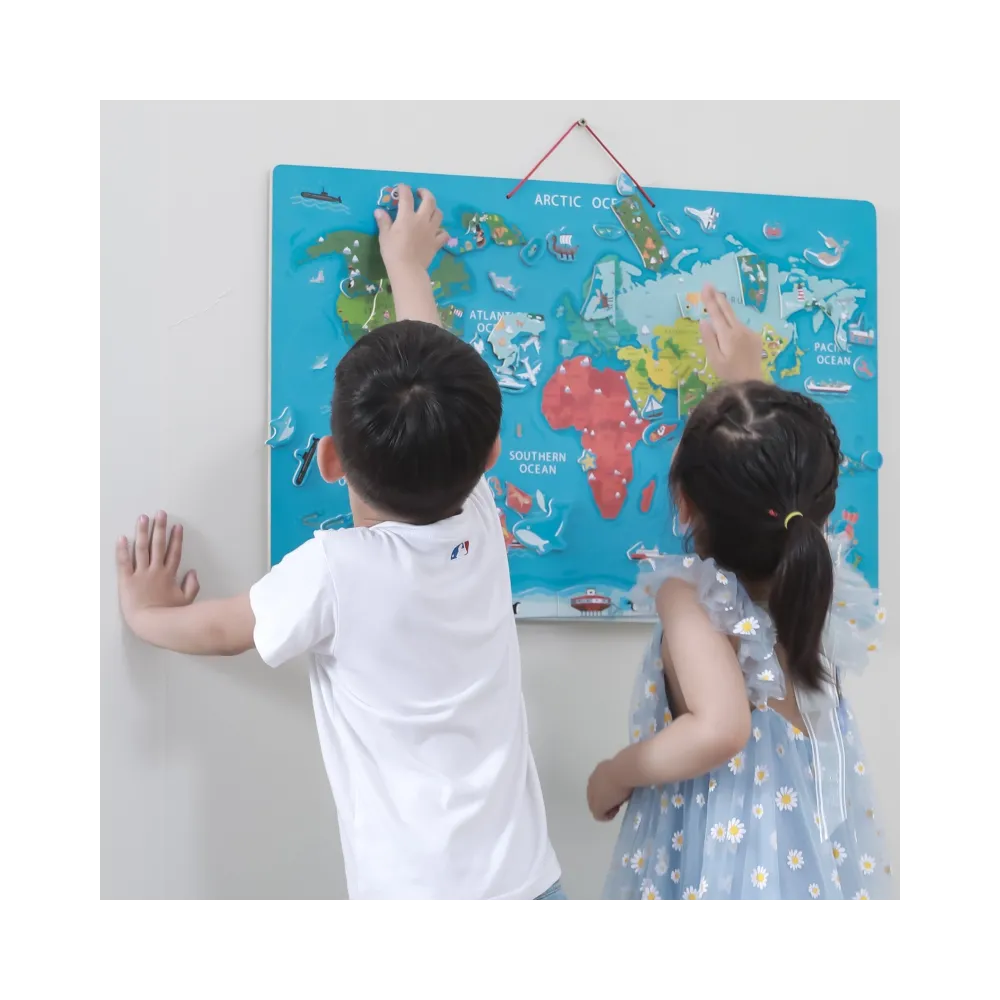 Viga 2w1 Tablica Edukacyjna z Magnetyczną Mapą Świata Montessori