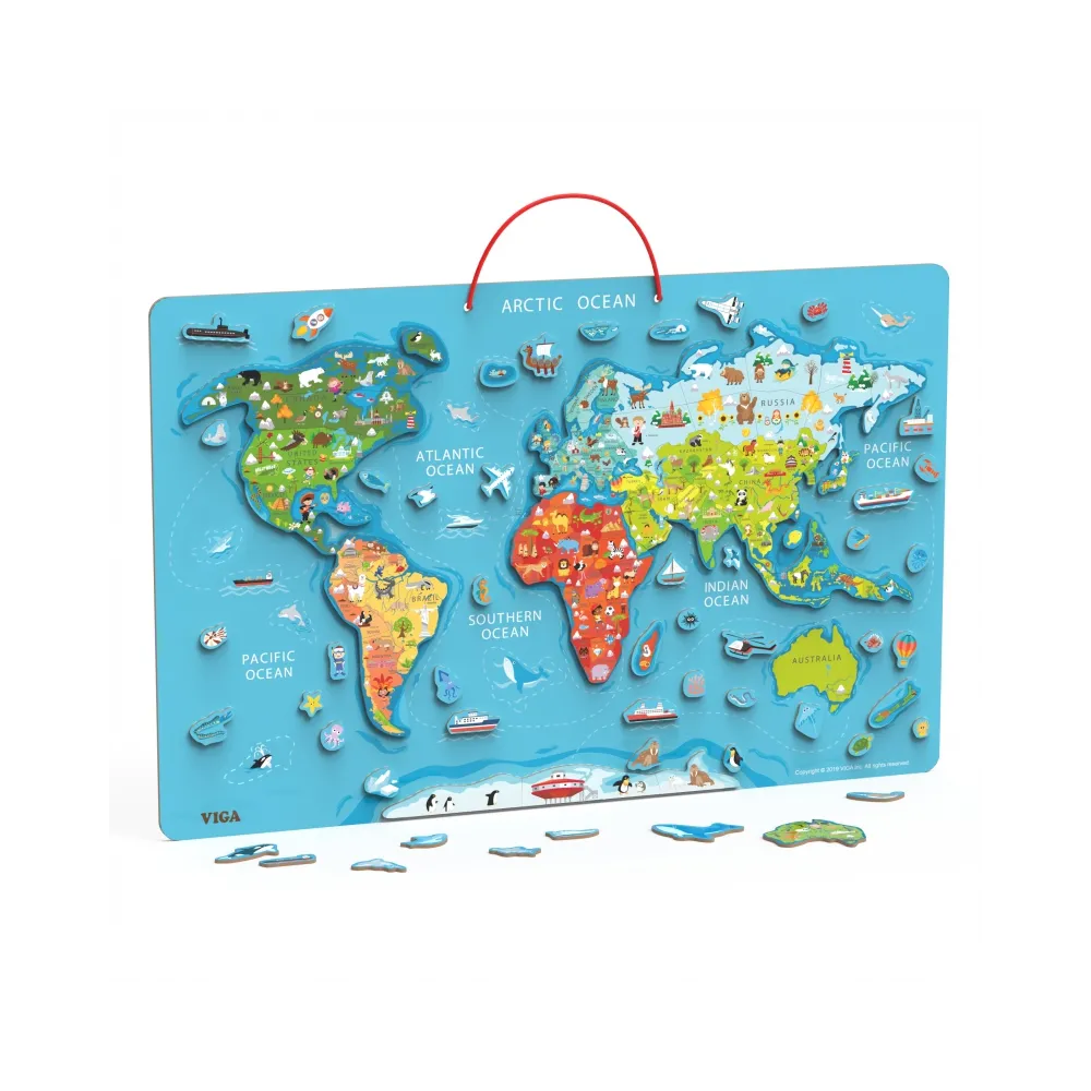 Viga 2w1 Tablica Edukacyjna z Magnetyczną Mapą Świata Montessori
