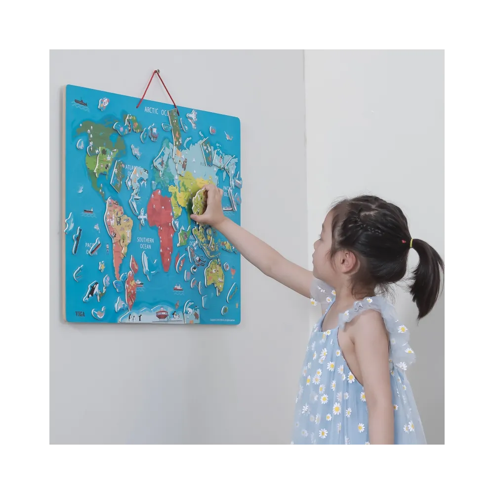 Viga 2w1 Tablica Edukacyjna z Magnetyczną Mapą Świata Montessori