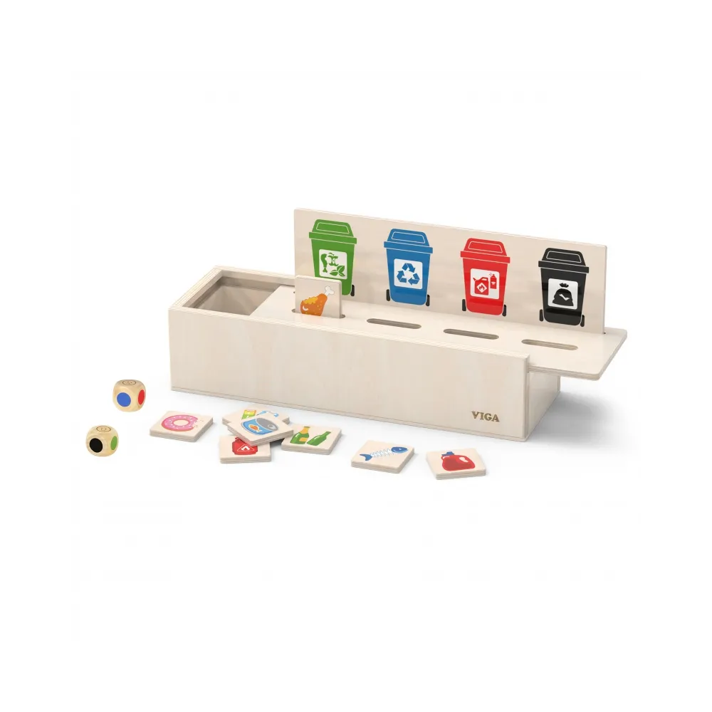 VIGA Układanka Gra edukacyjna drewniana do nauki sortowania śmieci