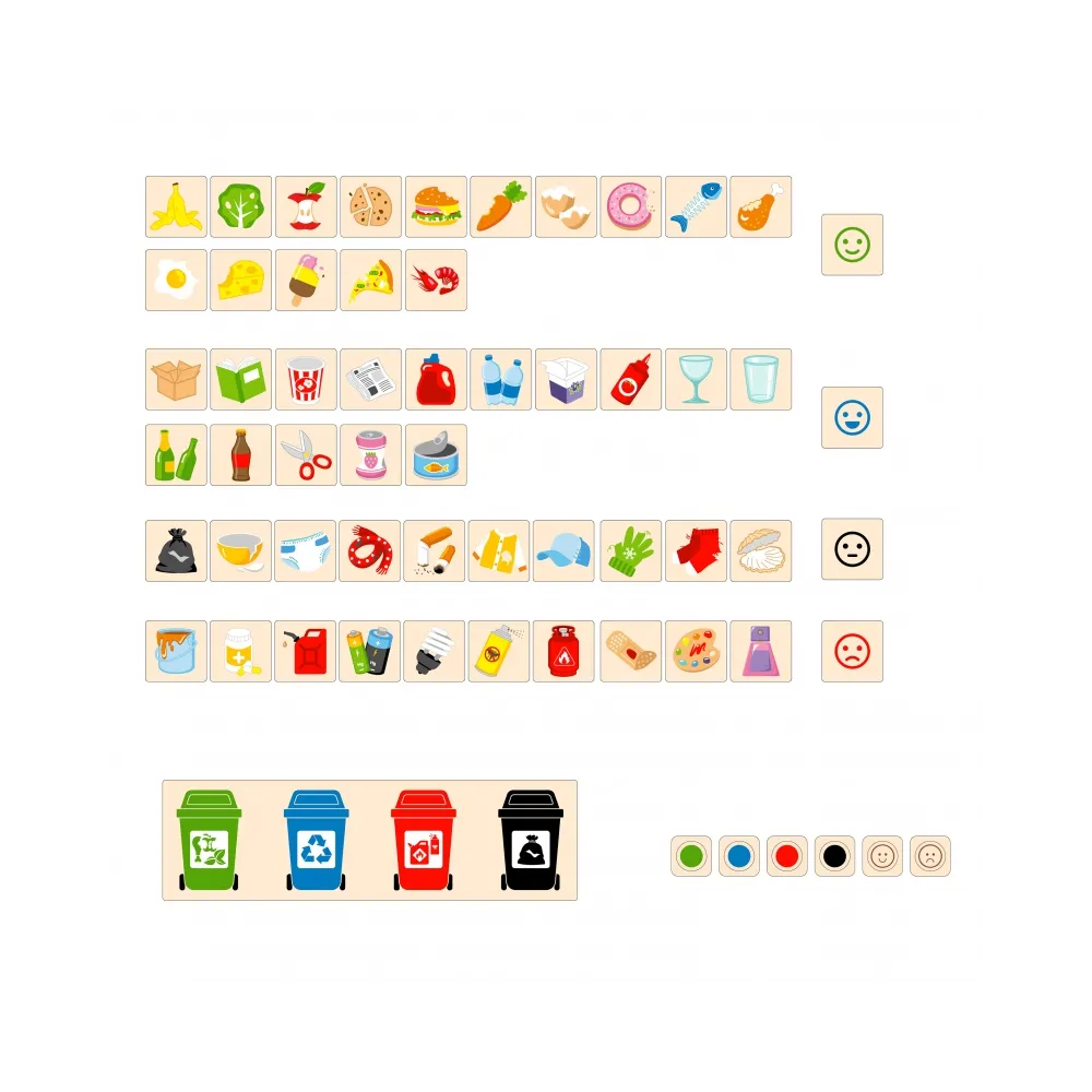 VIGA Układanka Gra edukacyjna drewniana do nauki sortowania śmieci