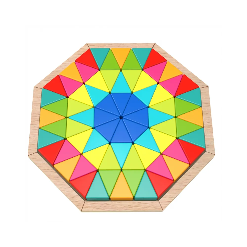 TOOKY TOY Puzzle Ośmiokątne Drewniana Mozaika Edukacyjna (73el.)