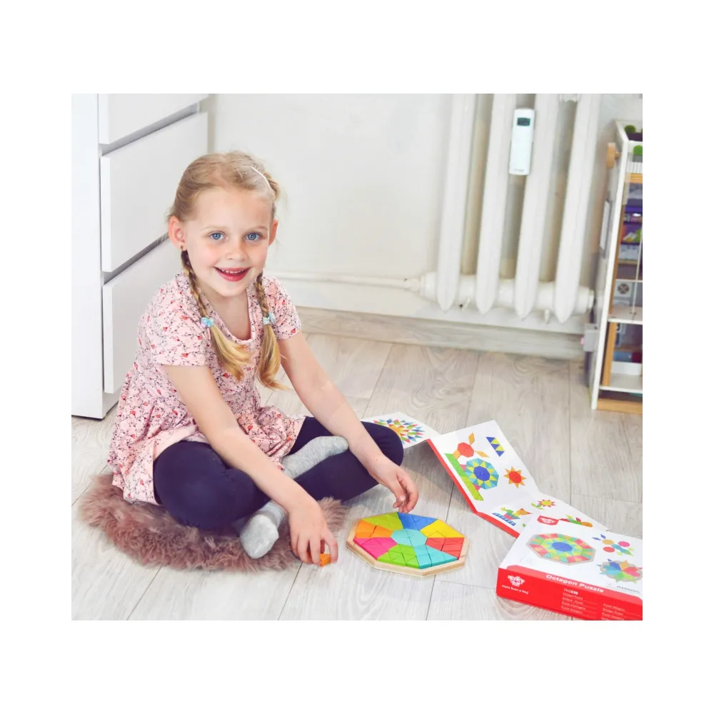 TOOKY TOY Puzzle Ośmiokątne Drewniana Mozaika Edukacyjna (73el.)