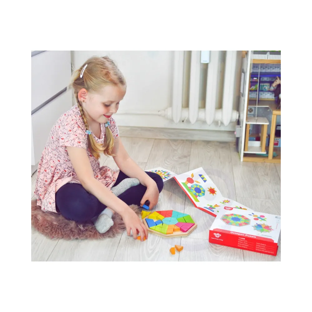TOOKY TOY Puzzle Ośmiokątne Drewniana Mozaika Edukacyjna (73el.)