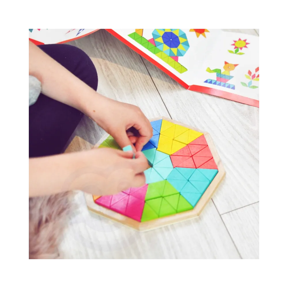 TOOKY TOY Puzzle Ośmiokątne Drewniana Mozaika Edukacyjna (73el.)