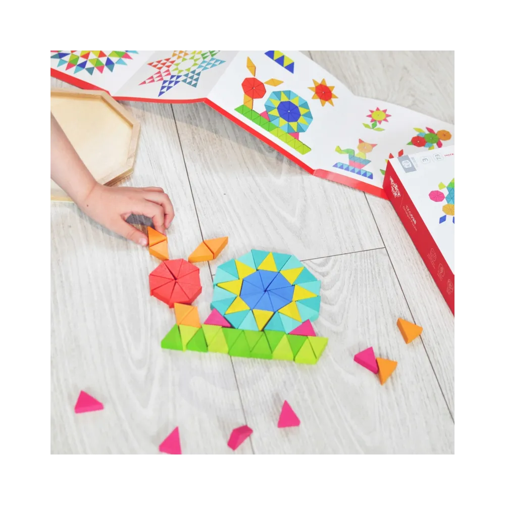 TOOKY TOY Puzzle Ośmiokątne Drewniana Mozaika Edukacyjna (73el.)