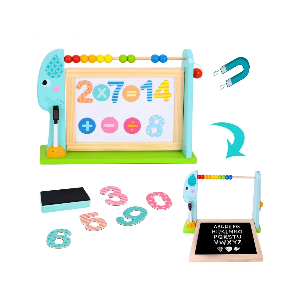 TOOKY TOY Duża Drewniana Tablica Dwustronna Magnetyczna+ Kredowa