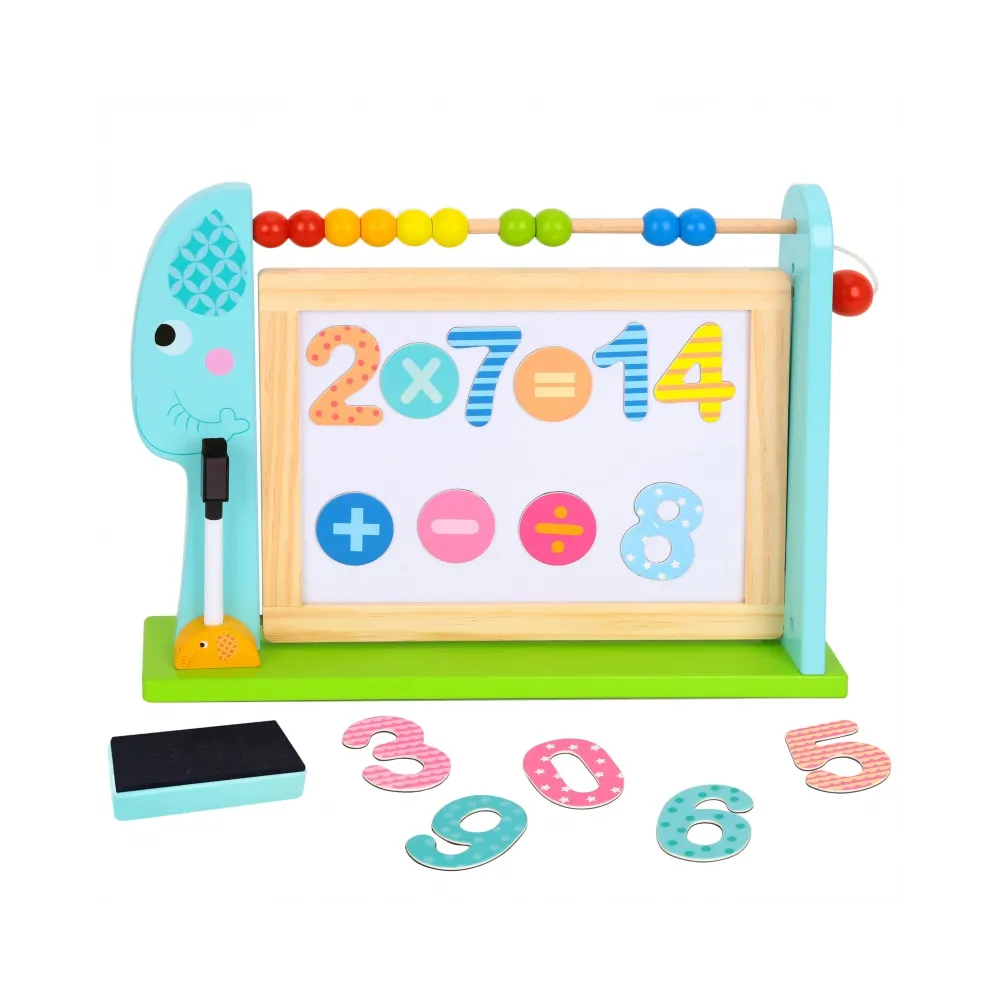 TOOKY TOY Duża Drewniana Tablica Dwustronna Magnetyczna+ Kredowa