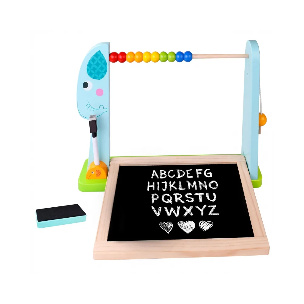 TOOKY TOY Duża Drewniana Tablica Dwustronna Magnetyczna+ Kredowa