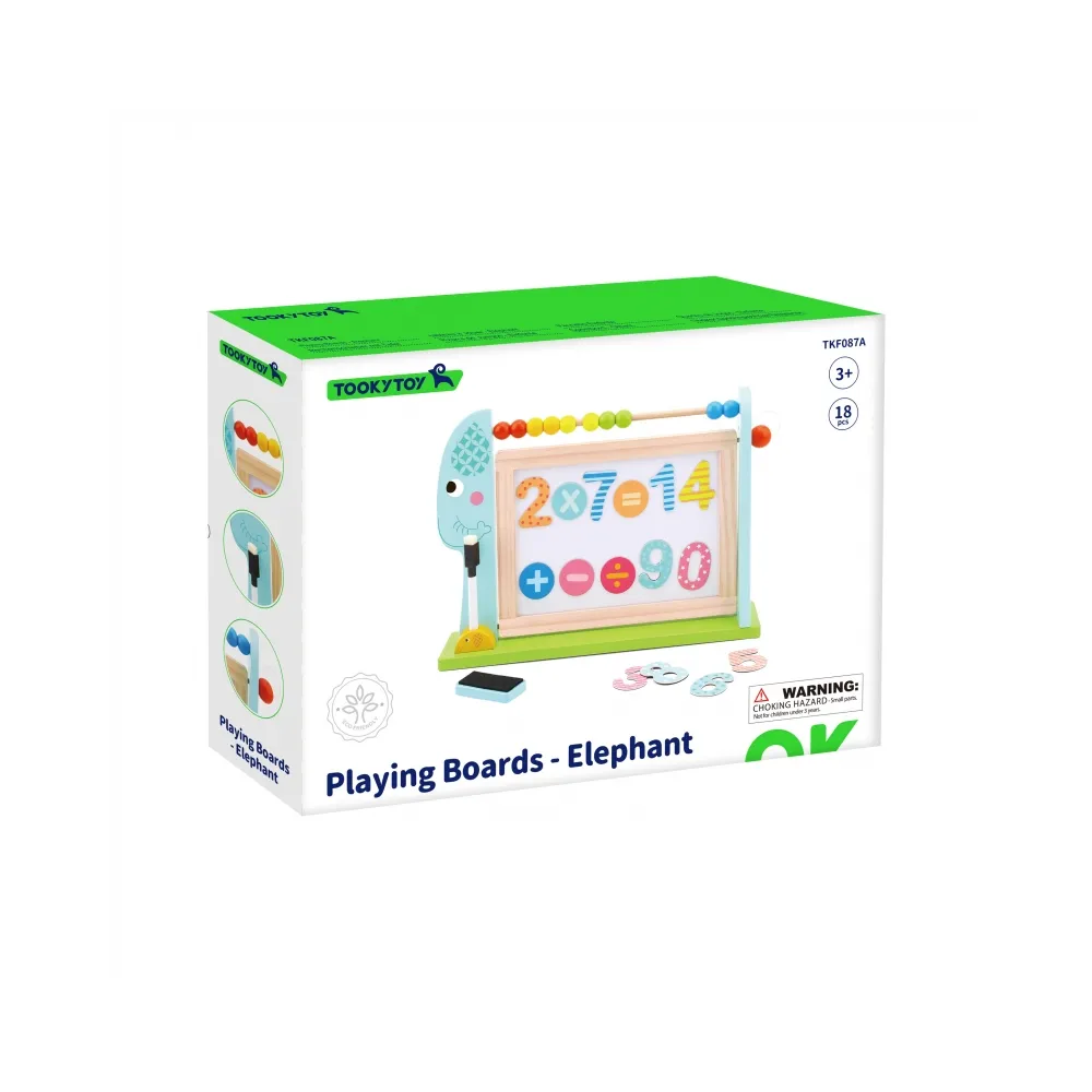 TOOKY TOY Duża Drewniana Tablica Dwustronna Magnetyczna+ Kredowa