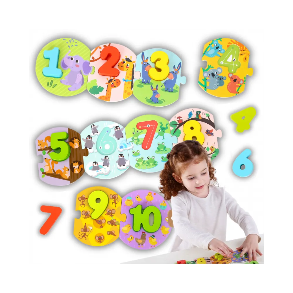 TOOKY TOY Edukacyjne Puzzle Układanka Montessori Nauka Liczenia