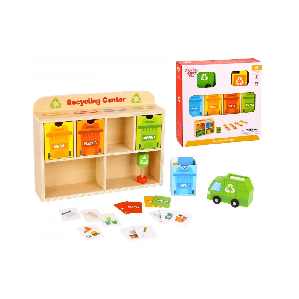 TOOKY TOY Drewniane Centrum Recyklingu Edukacyjny Sorter