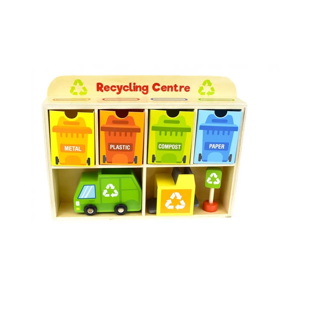 TOOKY TOY Drewniane Centrum Recyklingu Edukacyjny Sorter