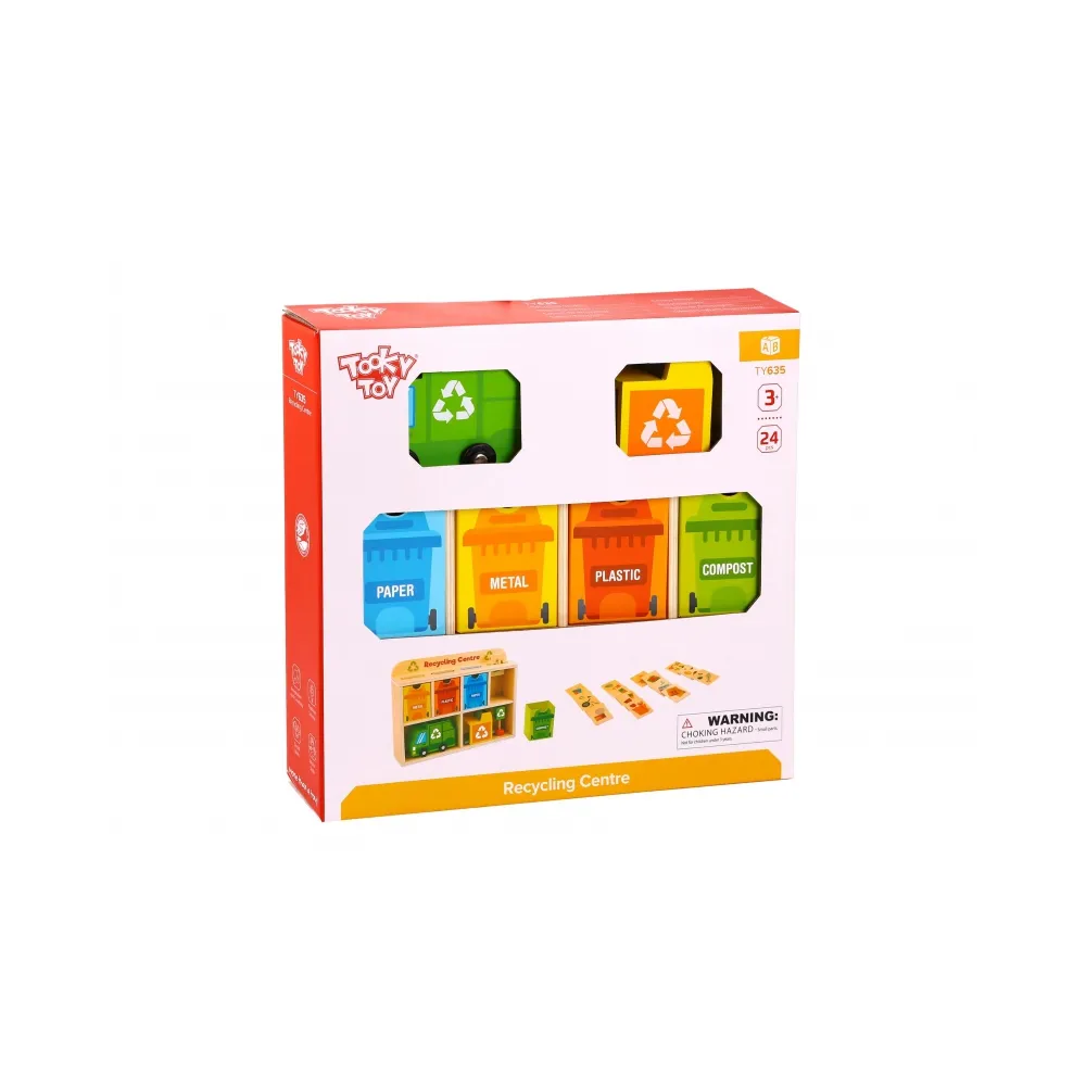 TOOKY TOY Drewniane Centrum Recyklingu Edukacyjny Sorter