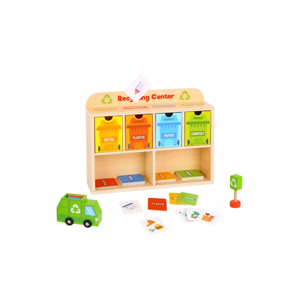 TOOKY TOY Drewniane Centrum Recyklingu Edukacyjny Sorter