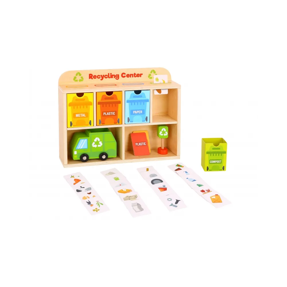 TOOKY TOY Drewniane Centrum Recyklingu Edukacyjny Sorter