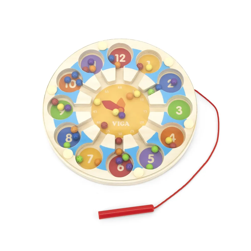 VIGA Drewniana Gra magnetyczna Zegar Labirynt Magnetyczny