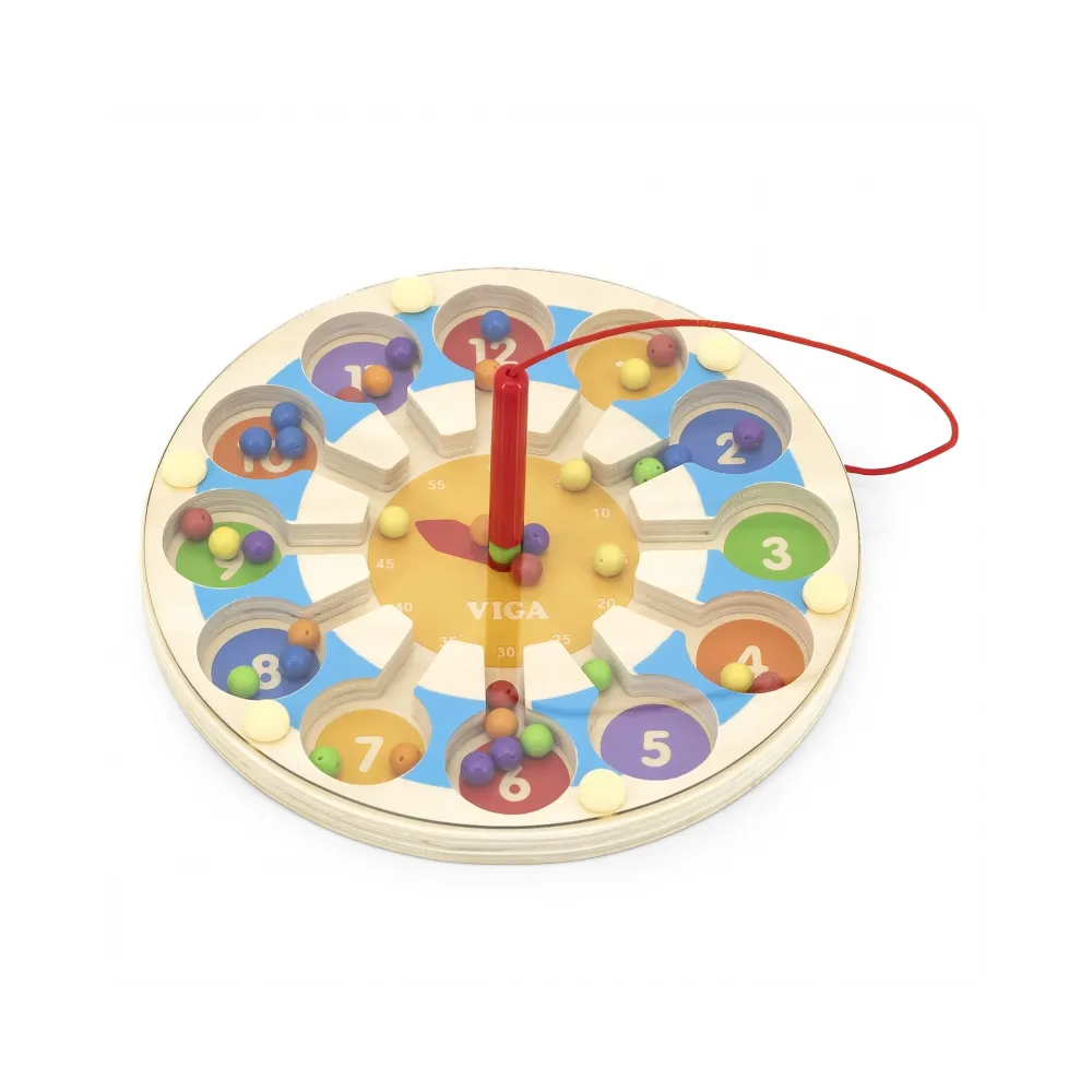 VIGA Drewniana Gra magnetyczna Zegar Labirynt Magnetyczny