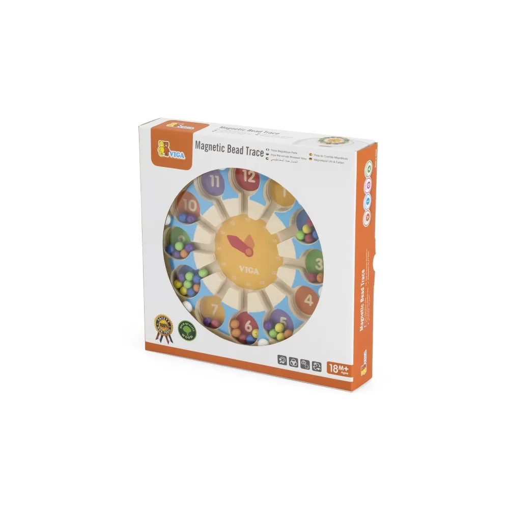 VIGA Drewniana Gra magnetyczna Zegar Labirynt Magnetyczny