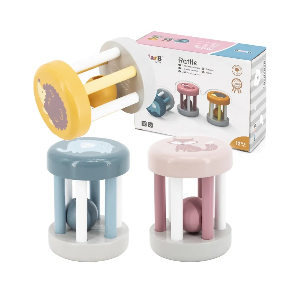 VIGA PolarB Drewniana Grzechotka Ze Zwierzątkiem