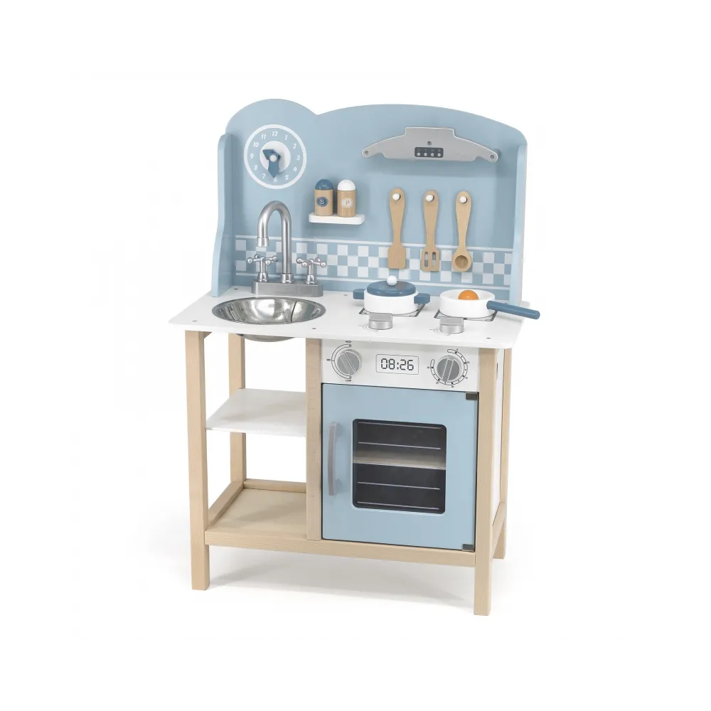 VIGA PolarB Drewniana Kuchnia z Akcesoriami Silver - Blue