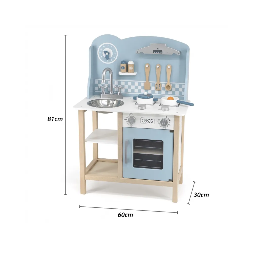 VIGA PolarB Drewniana Kuchnia z Akcesoriami Silver - Blue