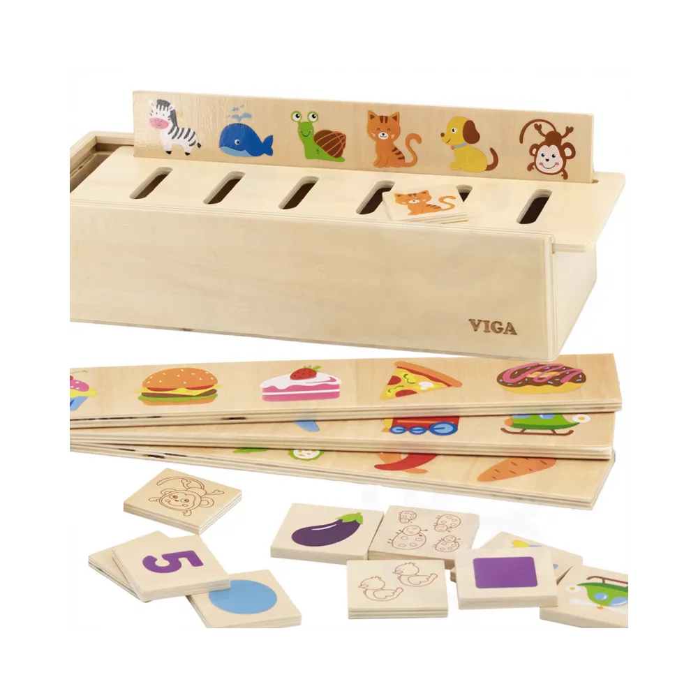 VIGA Drewniany Edukacyjny Sorter Gra Zwierzątka Owoce Warzywa Montessori