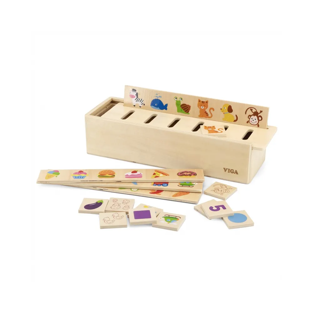 VIGA Drewniany Edukacyjny Sorter Gra Zwierzątka Owoce Warzywa Montessori