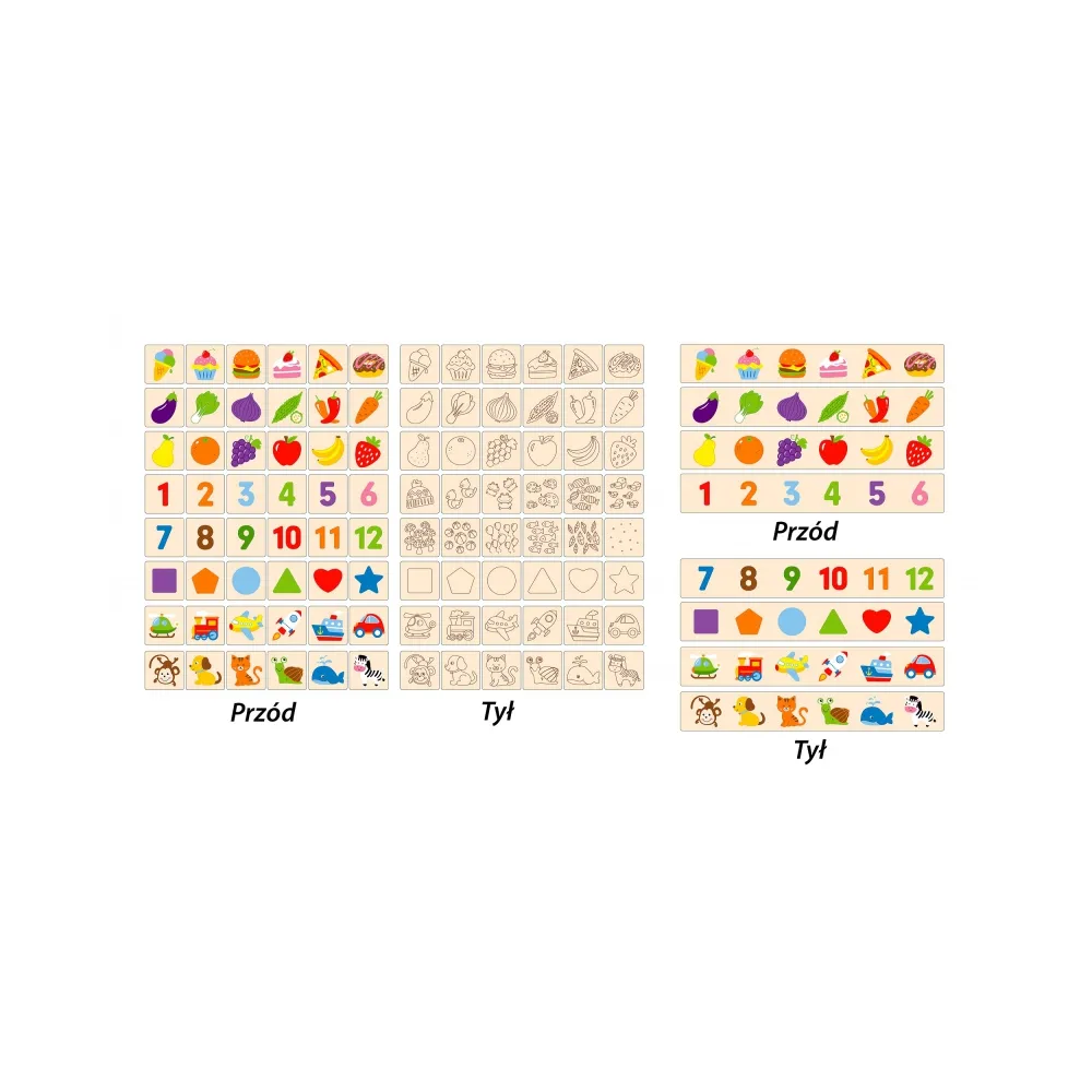 VIGA Drewniany Edukacyjny Sorter Gra Zwierzątka Owoce Warzywa Montessori