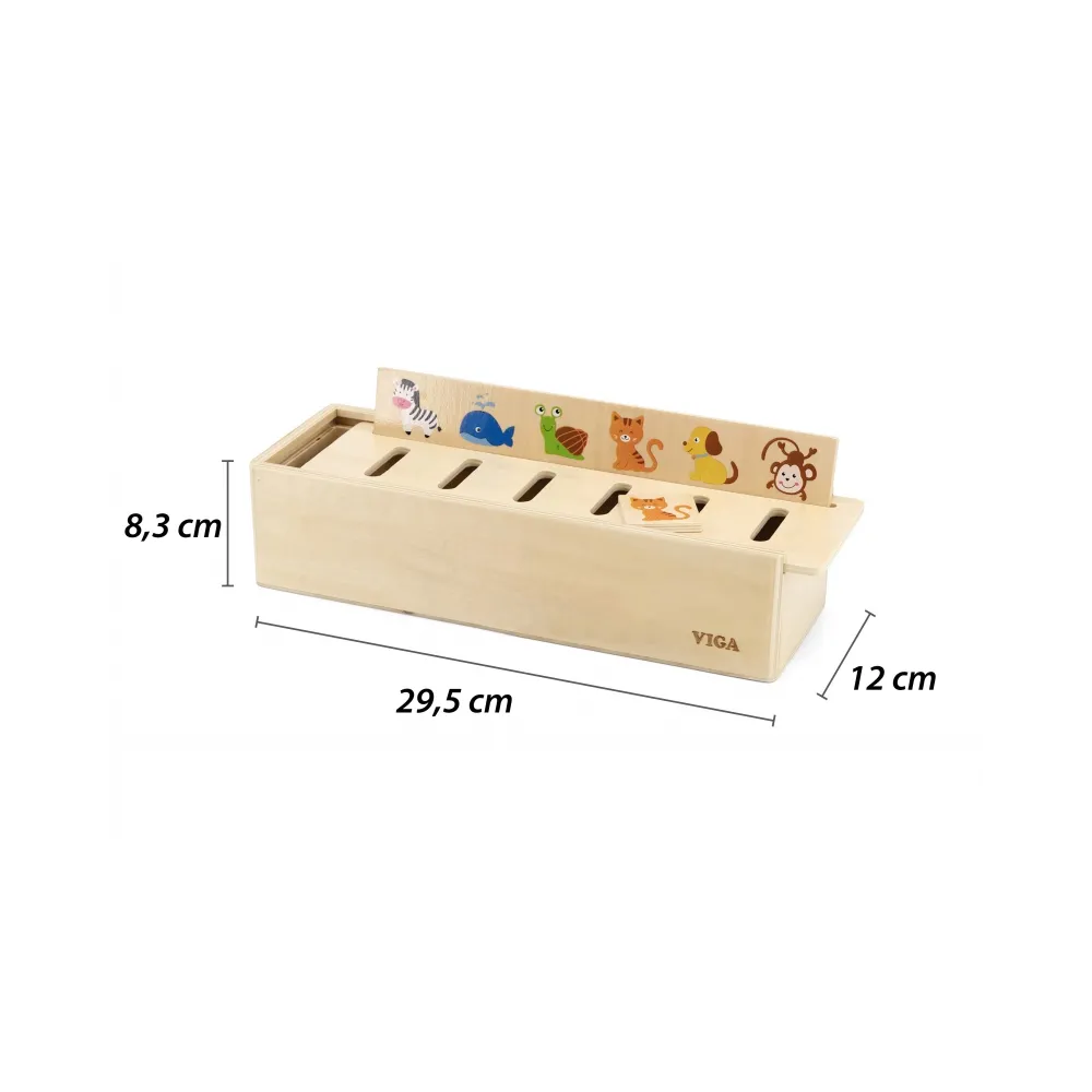 VIGA Drewniany Edukacyjny Sorter Gra Zwierzątka Owoce Warzywa Montessori