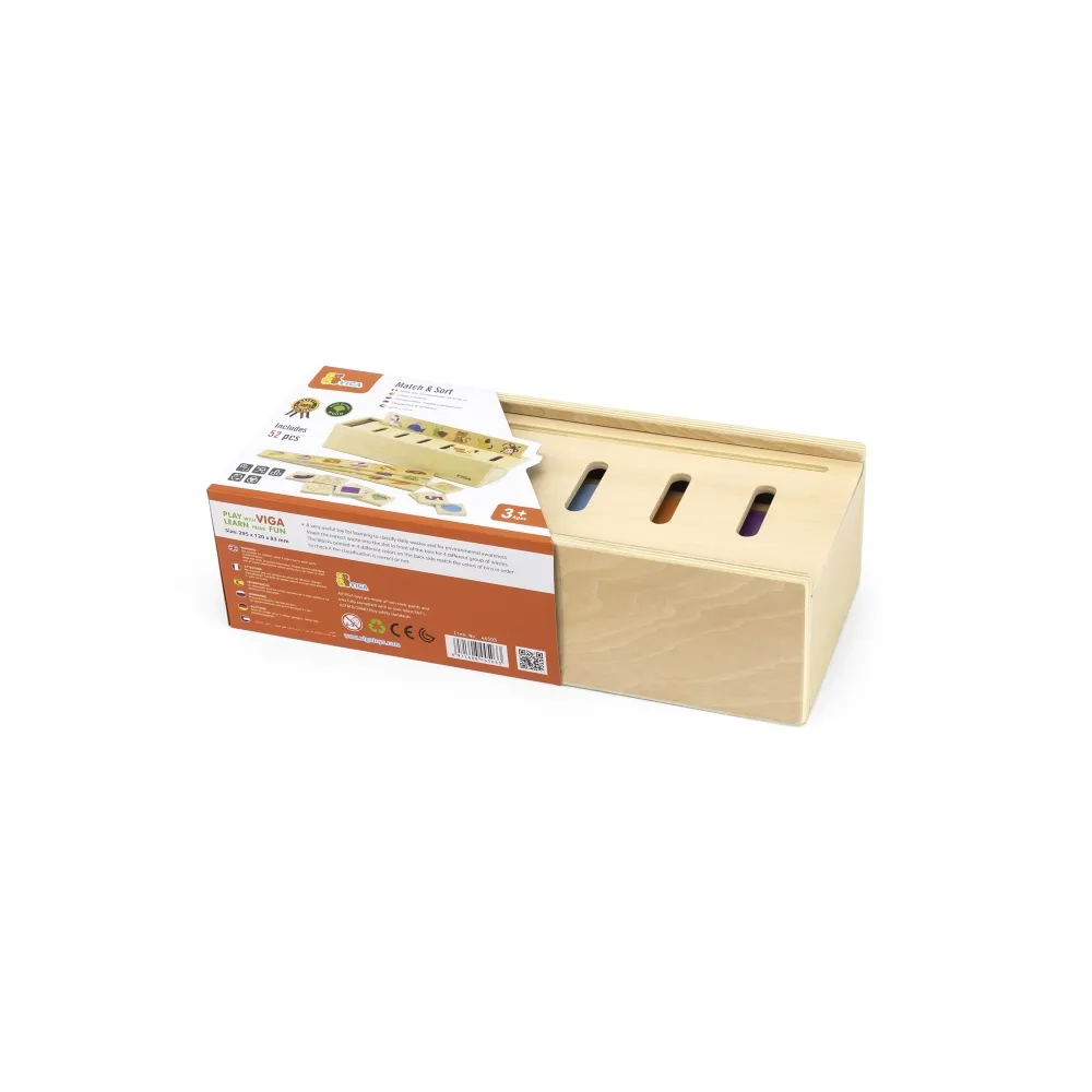 VIGA Drewniany Edukacyjny Sorter Gra Zwierzątka Owoce Warzywa Montessori