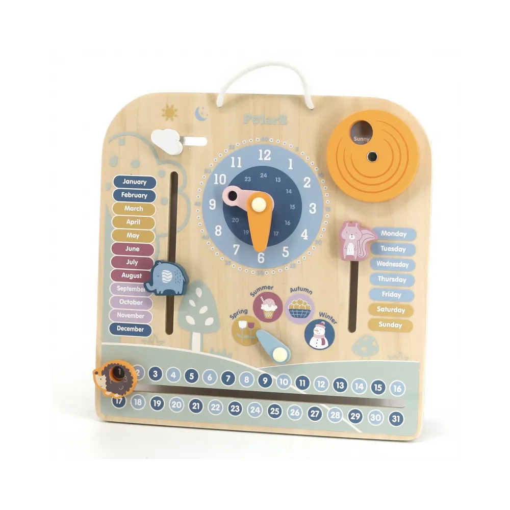 VIGA PolarB Drewniany Kalendarz i Zegar Montessori
