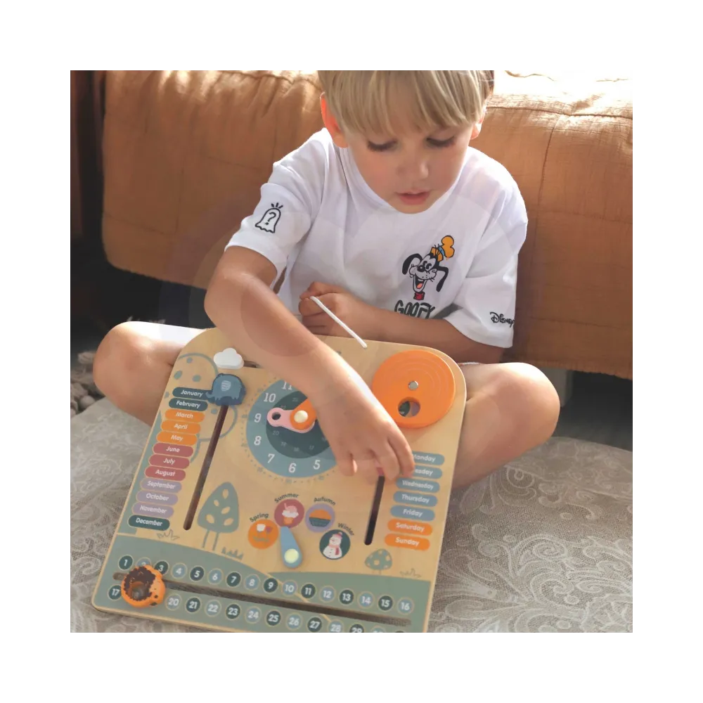 VIGA PolarB Drewniany Kalendarz i Zegar Montessori