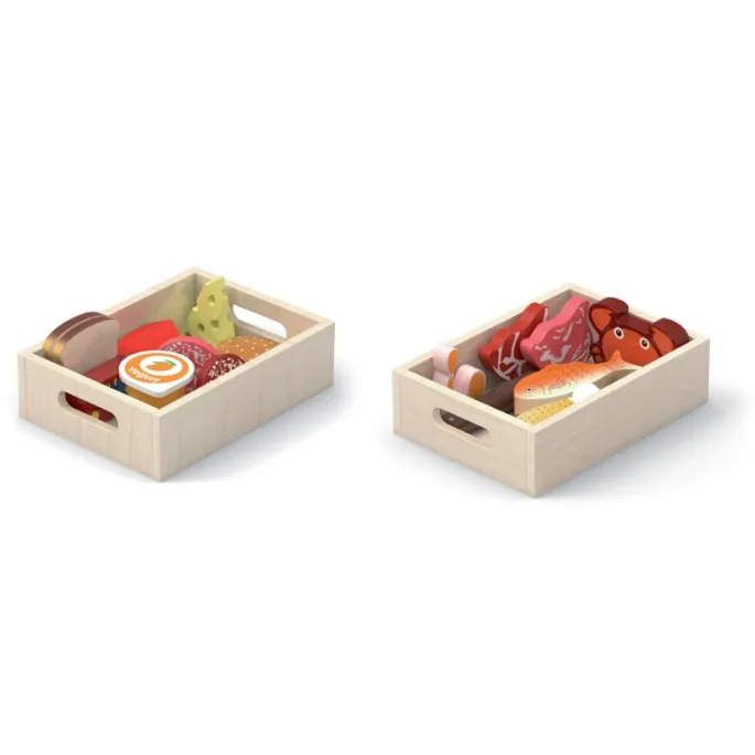 Wysokiej jakości drewniane jedzenie do zabawy dla dzieci.