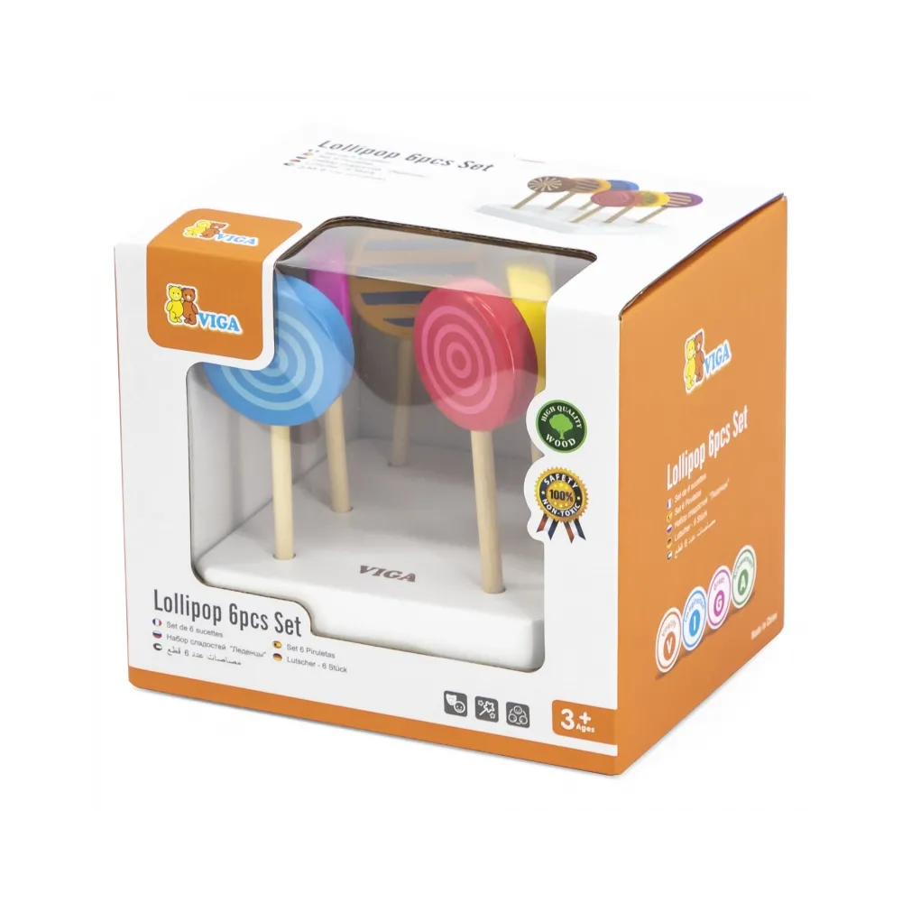 VIGA Drewniane Kolorowe Lizaki Zestaw 6 szt.