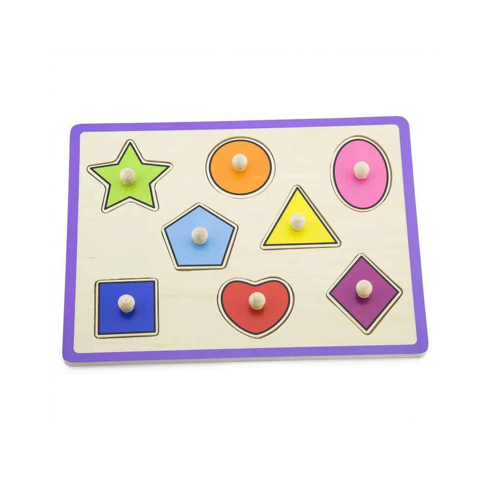 VIGA Drewniane Kolorowe Puzzle Z Pinezkami Kształty