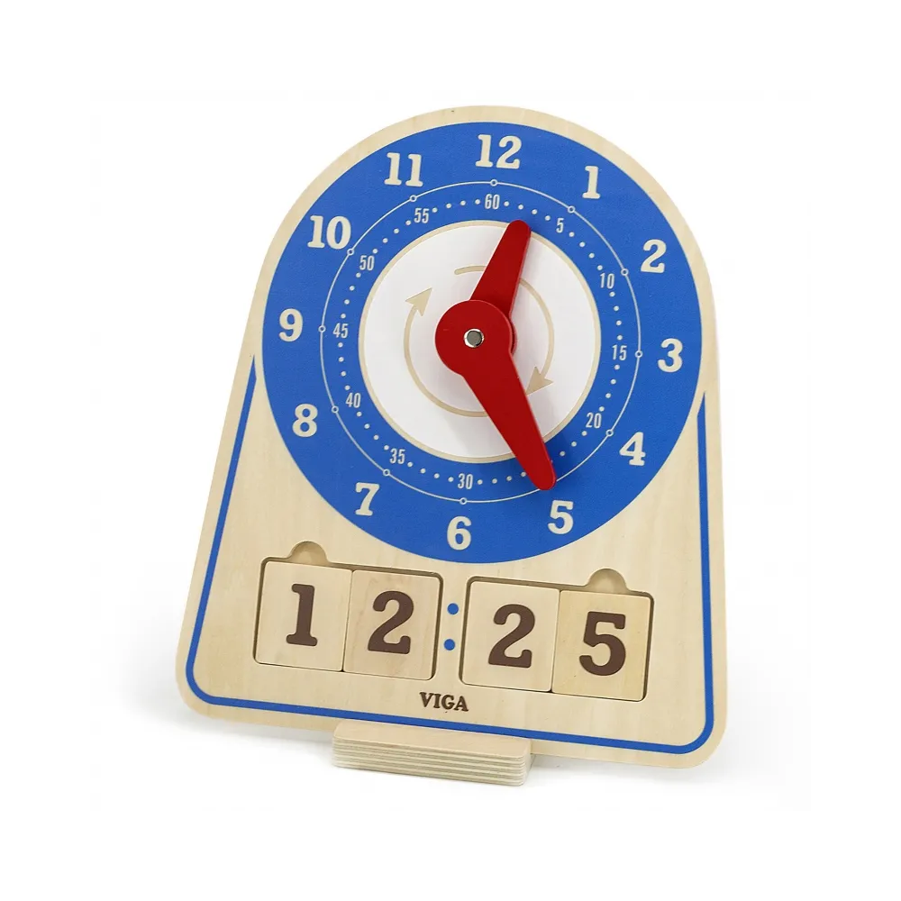 VIGA Drewniany Zegar Nauka Zegara Czasu Montessori