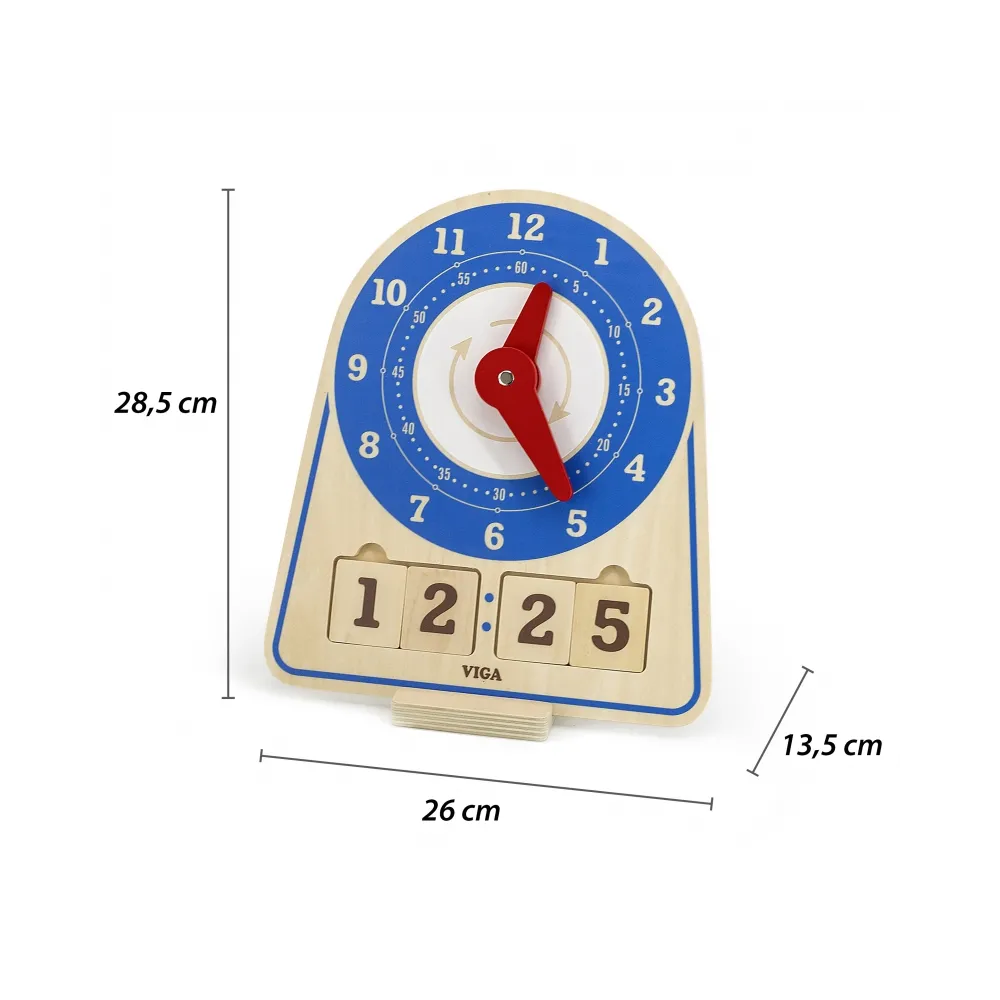 VIGA Drewniany Zegar Nauka Zegara Czasu Montessori