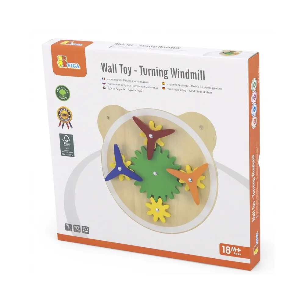 Drewniana edukacyjna tablica ścienna z ruchomymi elementami