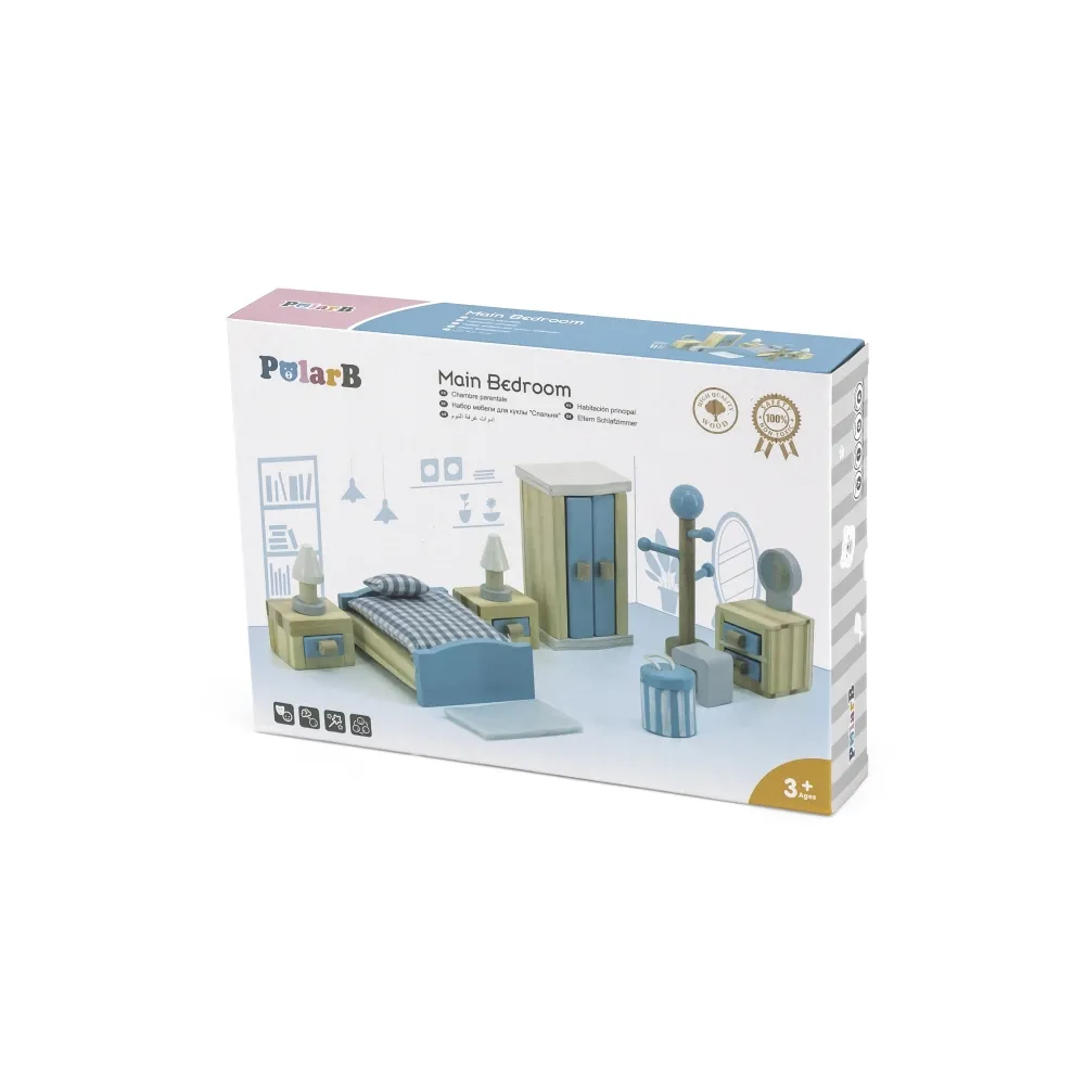 VIGA PolarB Zestaw Mebelków do Domku dla Lalek Sypialnia