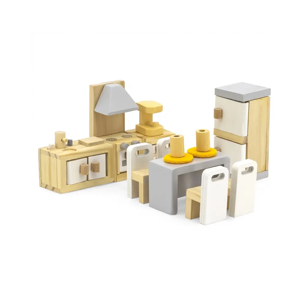 VIGA PolarB Zestaw Mebelków do Domku dla Lalek Kuchnia Jadalnia