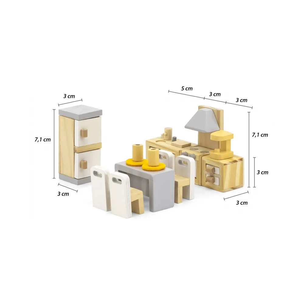 VIGA PolarB Zestaw Mebelków do Domku dla Lalek Kuchnia Jadalnia