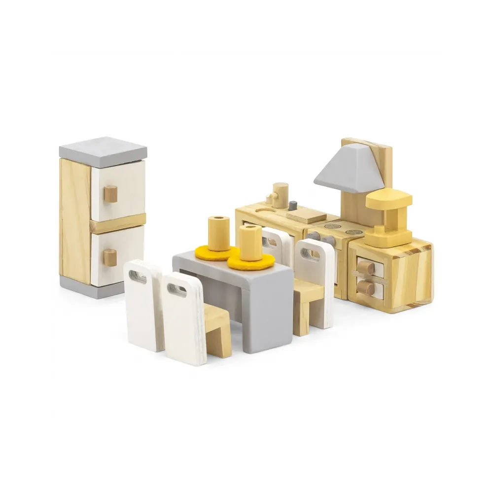 VIGA PolarB Zestaw Mebelków do Domku dla Lalek Kuchnia Jadalnia