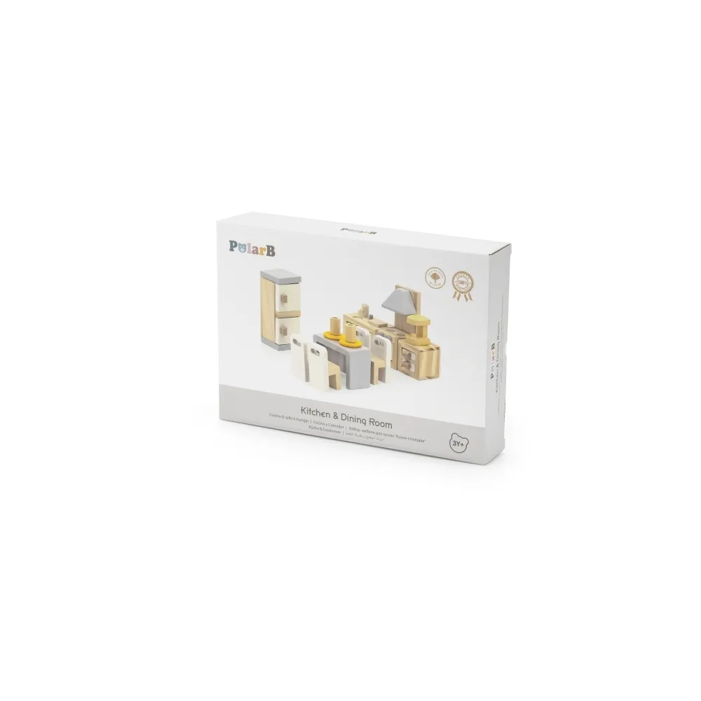VIGA PolarB Zestaw Mebelków do Domku dla Lalek Kuchnia Jadalnia