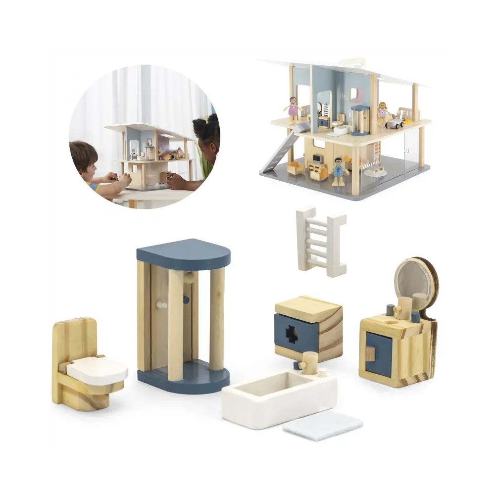 VIGA PolarB Zestaw Mebelków do Domku dla Lalek Łazienka