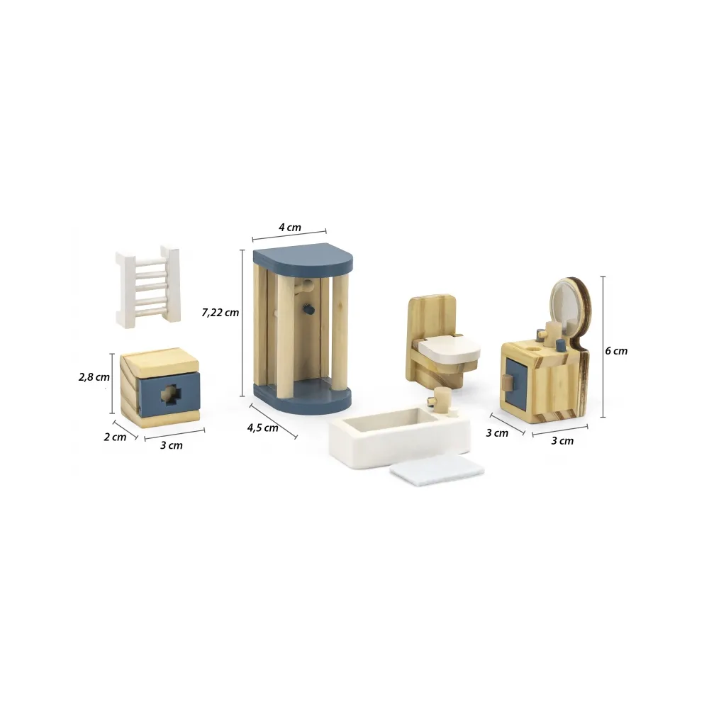 VIGA PolarB Zestaw Mebelków do Domku dla Lalek Łazienka