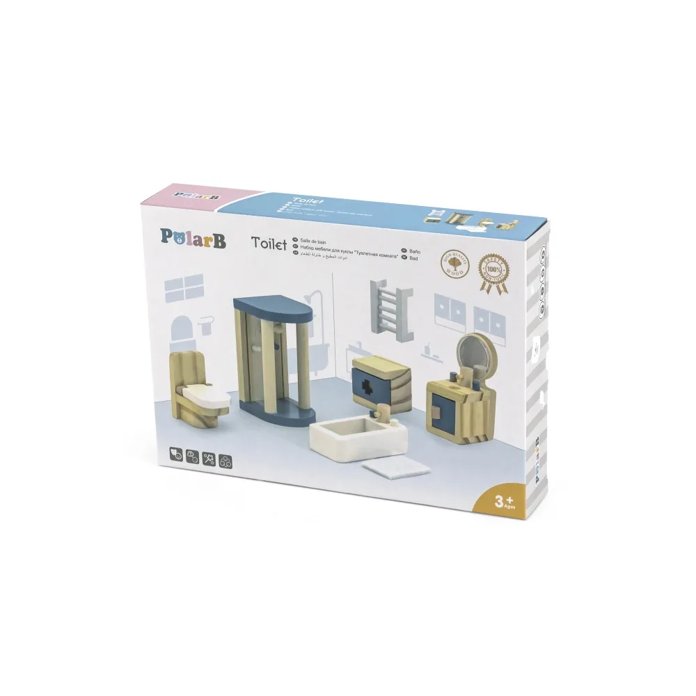 VIGA PolarB Zestaw Mebelków do Domku dla Lalek Łazienka